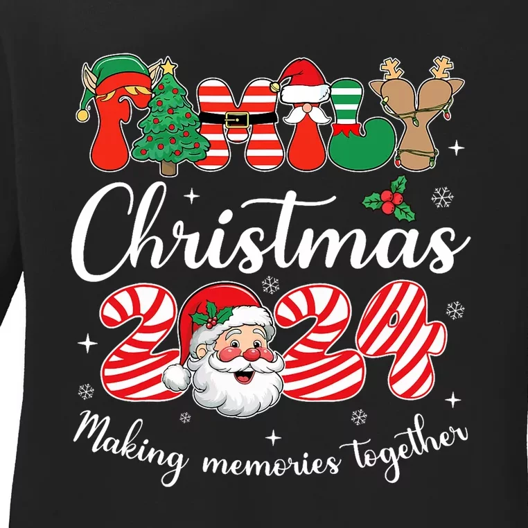 Family 2024 Christmas Matching Outfits Team Santa Elf Squad Ladies Long Sleeve Shirt