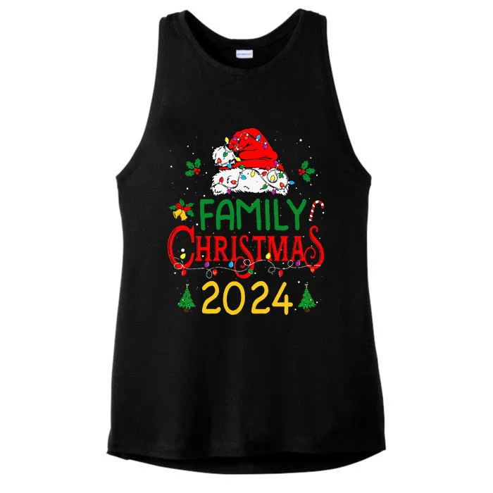 Family 2024 Christmas Matching Outfits Team Santa Elf Squad Ladies Tri-Blend Wicking Tank