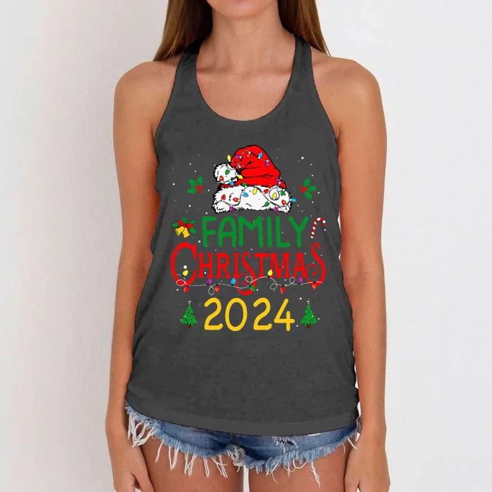 Family 2024 Christmas Matching Outfits Team Santa Elf Squad Women's Knotted Racerback Tank