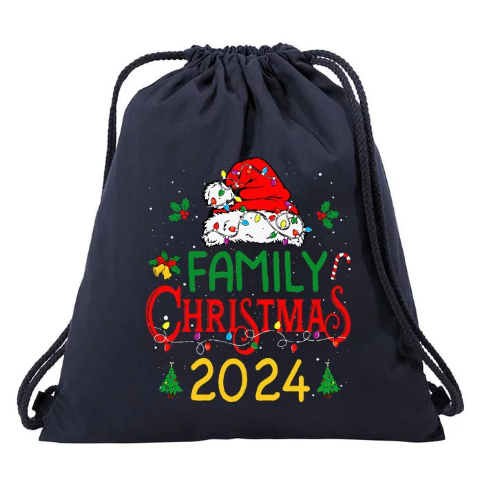 Family 2024 Christmas Matching Outfits Team Santa Elf Squad Drawstring Bag