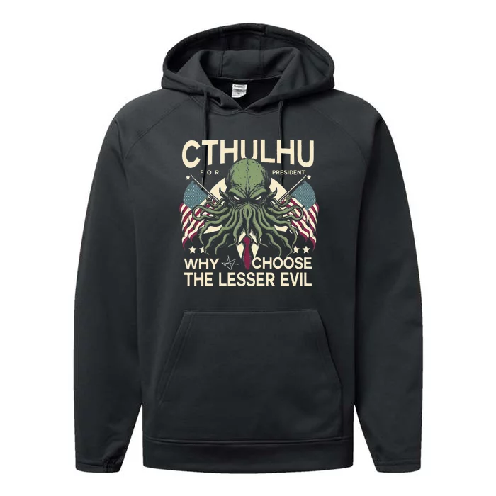 Funny 2024 elections Cthulhu for President Performance Fleece Hoodie