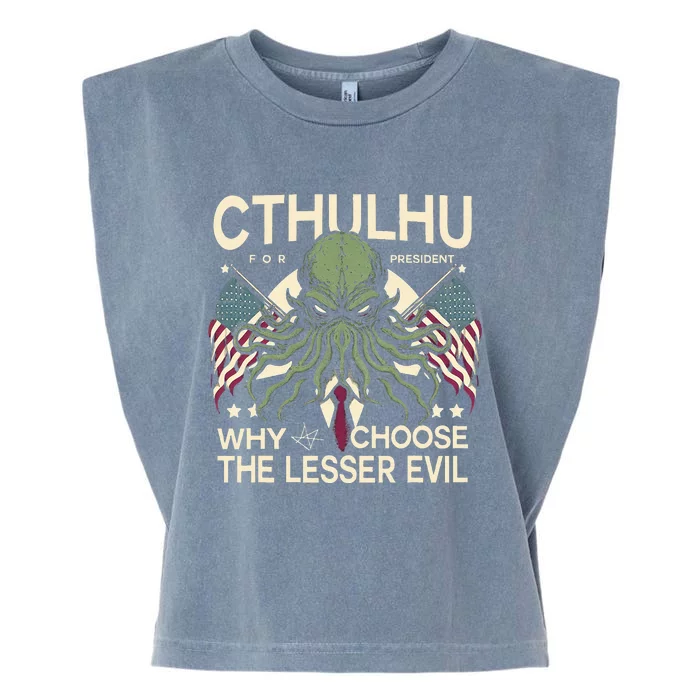 Funny 2024 elections Cthulhu for President Garment-Dyed Women's Muscle Tee