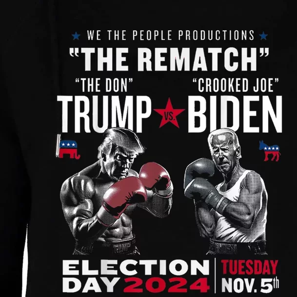 Funny 2024 Election Trump Vs Biden Debate Womens Funnel Neck Pullover Hood