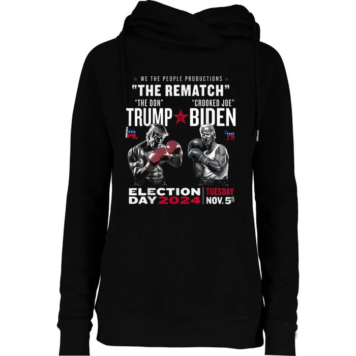 Funny 2024 Election Trump Vs Biden Debate Womens Funnel Neck Pullover Hood