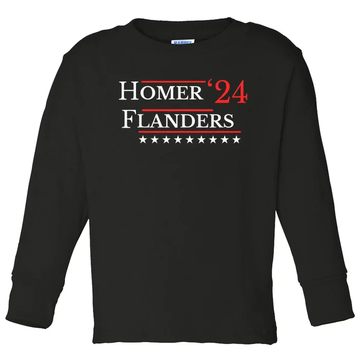 Funny 2024 Election Homer Flanders Funny Election Pairings Toddler Long Sleeve Shirt