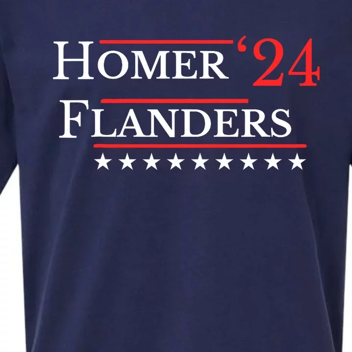 Funny 2024 Election Homer Flanders Funny Election Pairings Sueded Cloud Jersey T-Shirt