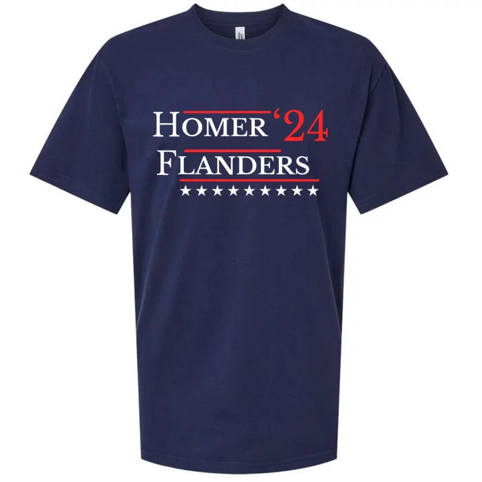 Funny 2024 Election Homer Flanders Funny Election Pairings Sueded Cloud Jersey T-Shirt