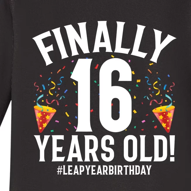 Feb 29th Leap Year 2024 16 Years Old Birthday Party Gifts Baby Long Sleeve Bodysuit