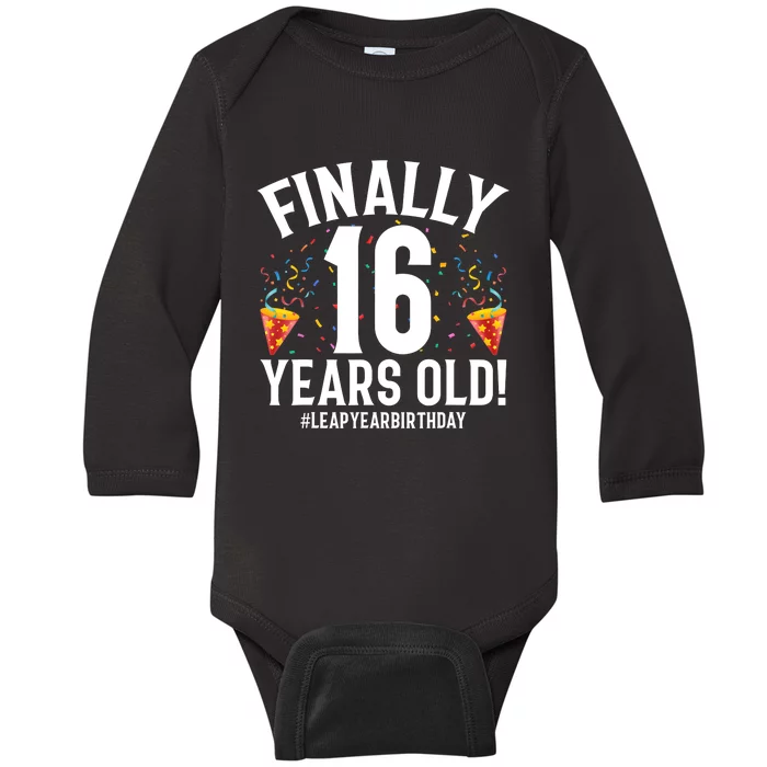 Feb 29th Leap Year 2024 16 Years Old Birthday Party Gifts Baby Long Sleeve Bodysuit