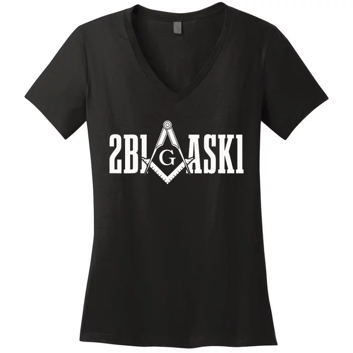 Freemason 2B1ASK1 Mason Masonic Square & Compass Women's V-Neck T-Shirt