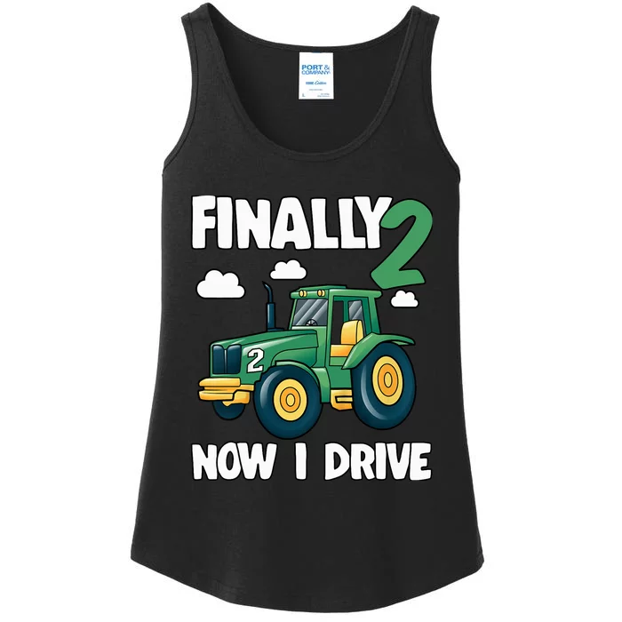 Finally 2 Now I Drive 2nd Birthday Party Boy Tractor Ladies Essential Tank