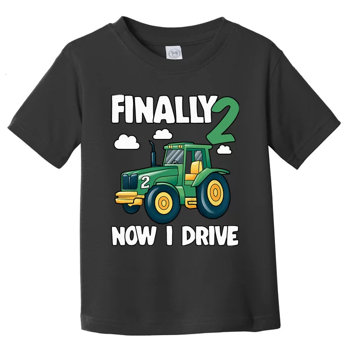 Finally 2 Now I Drive 2nd Birthday Party Boy Tractor Toddler T-Shirt