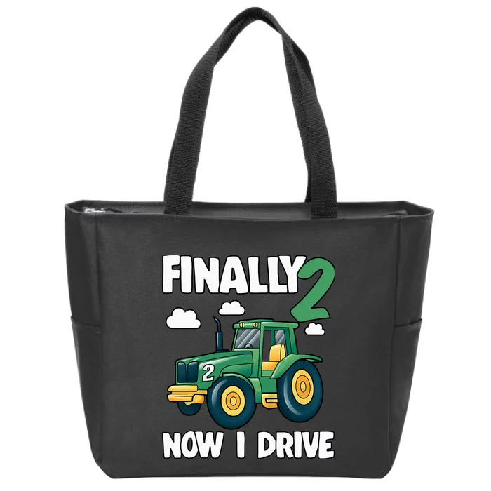 Finally 2 Now I Drive 2nd Birthday Party Boy Tractor Zip Tote Bag