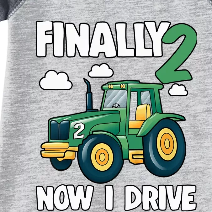 Finally 2 Now I Drive 2nd Birthday Party Boy Tractor Infant Baby Jersey Bodysuit