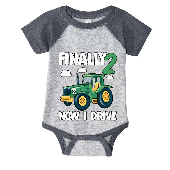 Finally 2 Now I Drive 2nd Birthday Party Boy Tractor Infant Baby Jersey Bodysuit