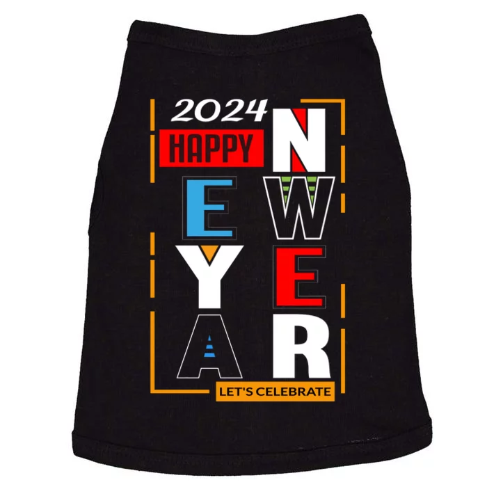 Festive 2024 New Year Celebration Graphic Doggie Tank