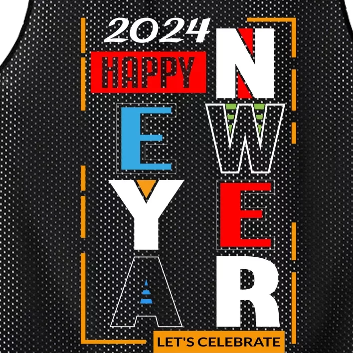 Festive 2024 New Year Celebration Graphic Mesh Reversible Basketball Jersey Tank