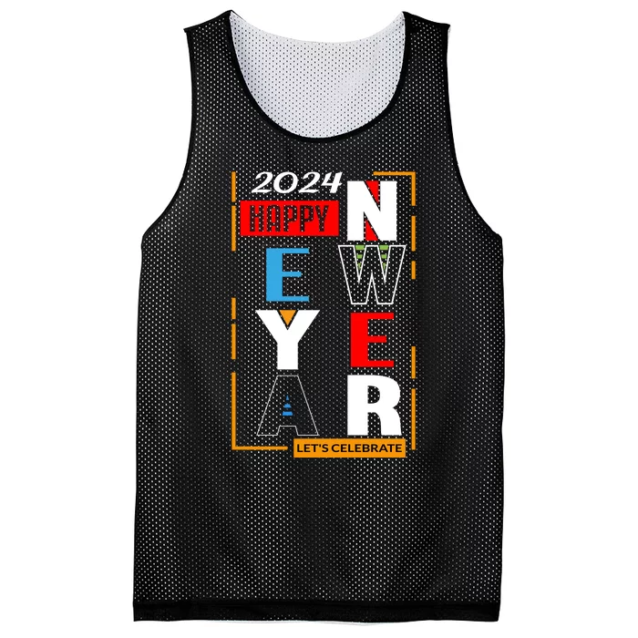 Festive 2024 New Year Celebration Graphic Mesh Reversible Basketball Jersey Tank