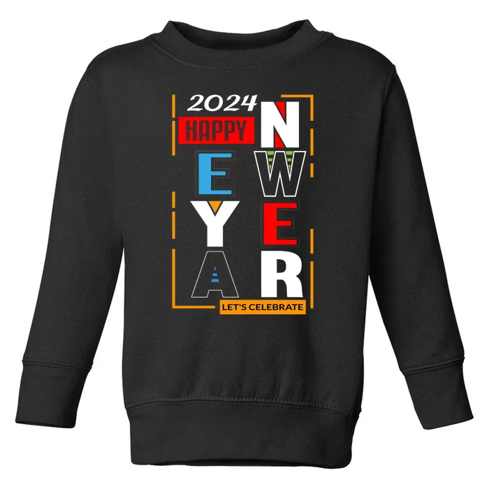 Festive 2024 New Year Celebration Graphic Toddler Sweatshirt