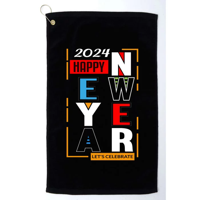 Festive 2024 New Year Celebration Graphic Platinum Collection Golf Towel