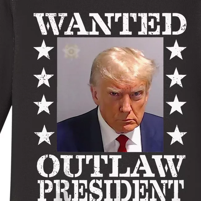 Funny 2024 Outlaw President Mugshot Baby Long Sleeve Bodysuit