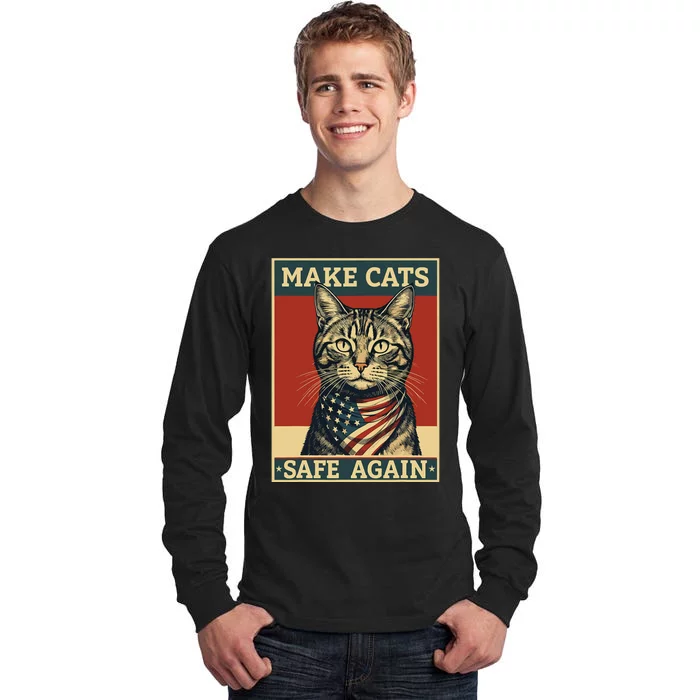 Funny 2024 Presidential Election Make Cats Safe Again Tall Long Sleeve T-Shirt