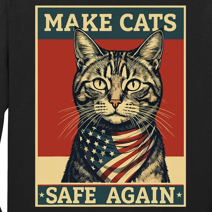 Funny 2024 Presidential Election Make Cats Safe Again Tall Long Sleeve T-Shirt