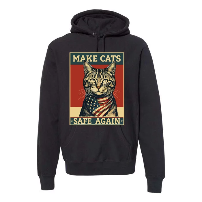 Funny 2024 Presidential Election Make Cats Safe Again Vintage Design Premium Hoodie