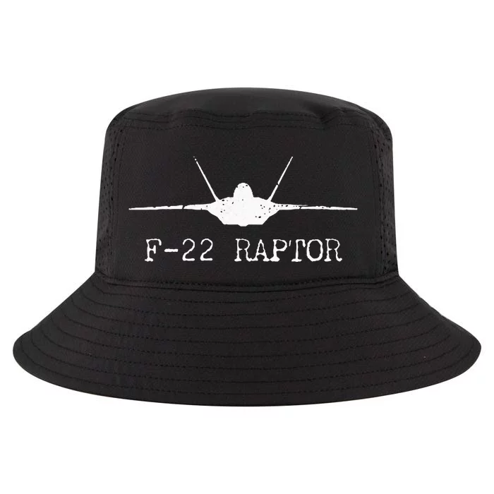 F 22 Raptor Fighter Jet Distressed Silhouette Front And Back Cool Comfort Performance Bucket Hat