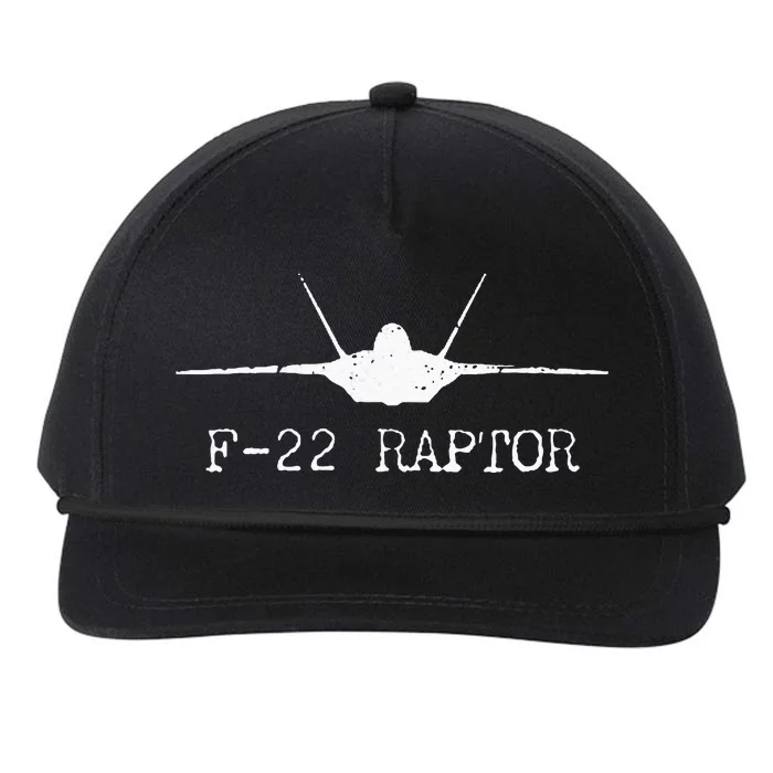 F 22 Raptor Fighter Jet Distressed Silhouette Front And Back Snapback Five-Panel Rope Hat