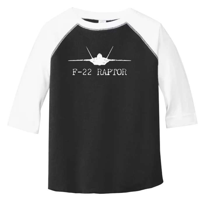 F 22 Raptor Fighter Jet Distressed Silhouette Front And Back Toddler Fine Jersey T-Shirt