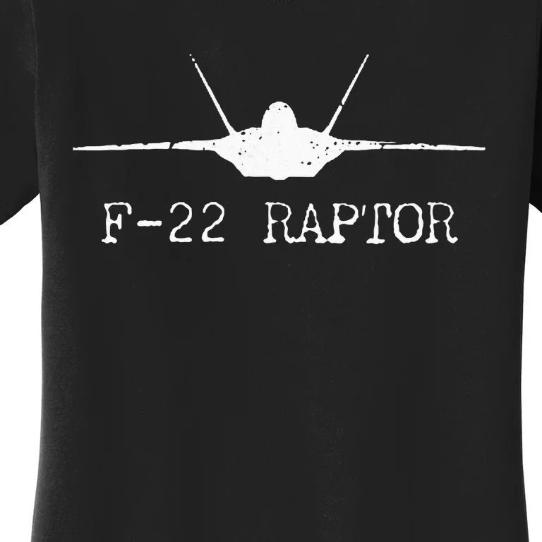 F 22 Raptor Fighter Jet Distressed Silhouette Front And Back Women's T-Shirt