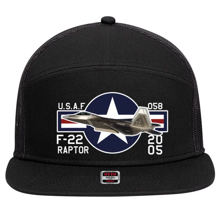 F 222 Raptor USAF 7 Panel Mesh Trucker Snapback Hat