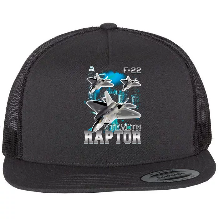 F 22 Raptor Stealth Bootleg Flat Bill Trucker Hat