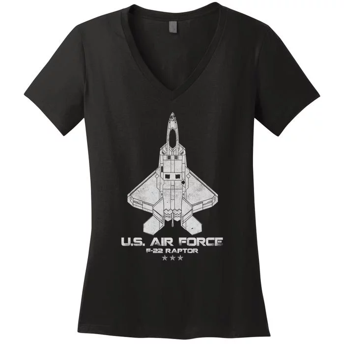 F 22 Raptor Stealth Bootleg Women's V-Neck T-Shirt