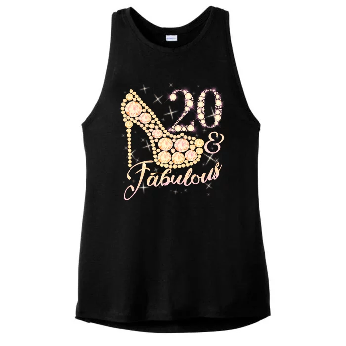 Fabulous & 20 Sparkly Heel 20th Birthday Ladies Tri-Blend Wicking Tank