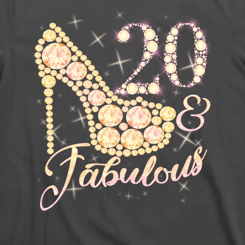 Fabulous & 20 Sparkly Heel 20th Birthday T-Shirt