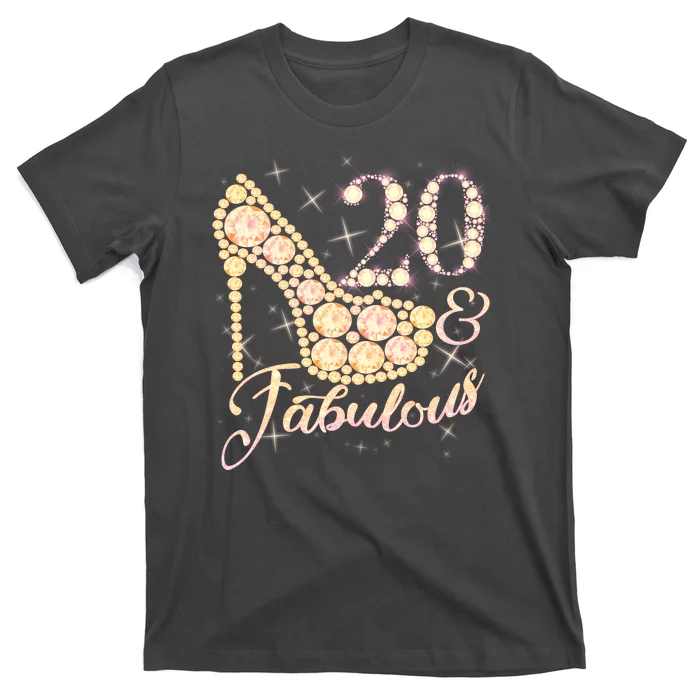 Fabulous & 20 Sparkly Heel 20th Birthday T-Shirt