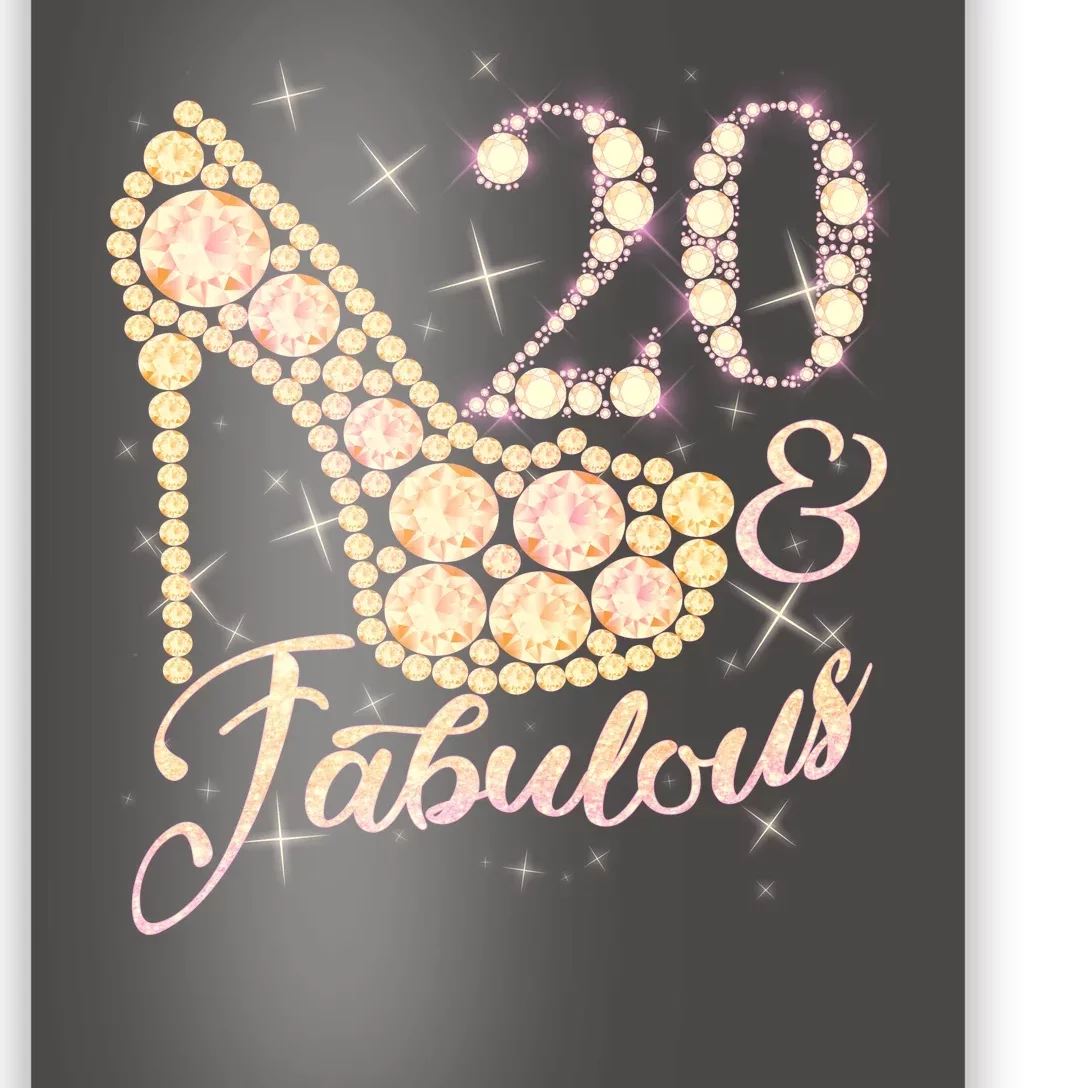 Fabulous & 20 Sparkly Heel 20th Birthday Poster