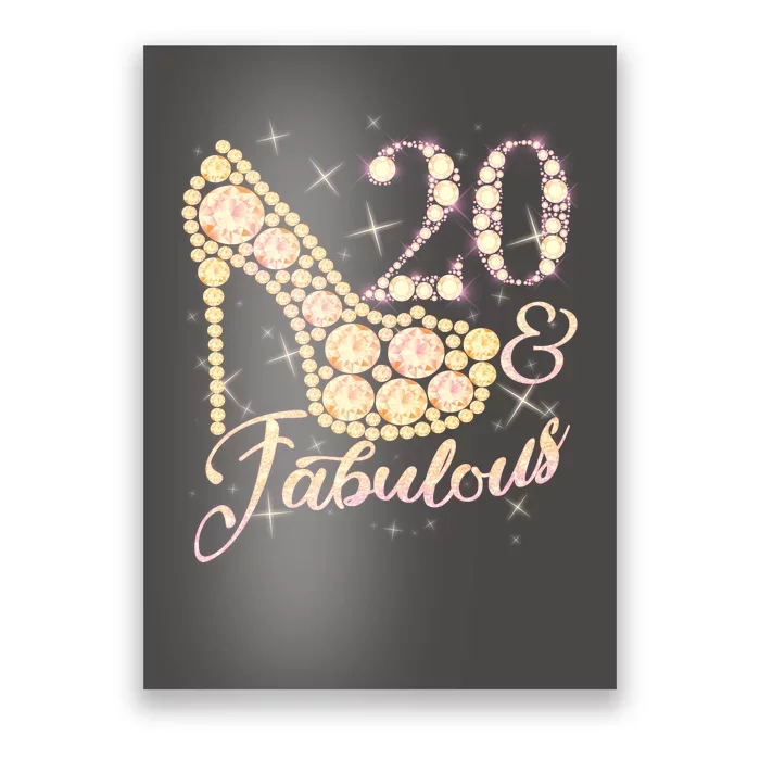 Fabulous & 20 Sparkly Heel 20th Birthday Poster