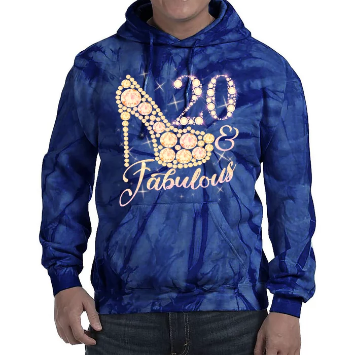 Fabulous & 20 Sparkly Heel 20th Birthday Tie Dye Hoodie