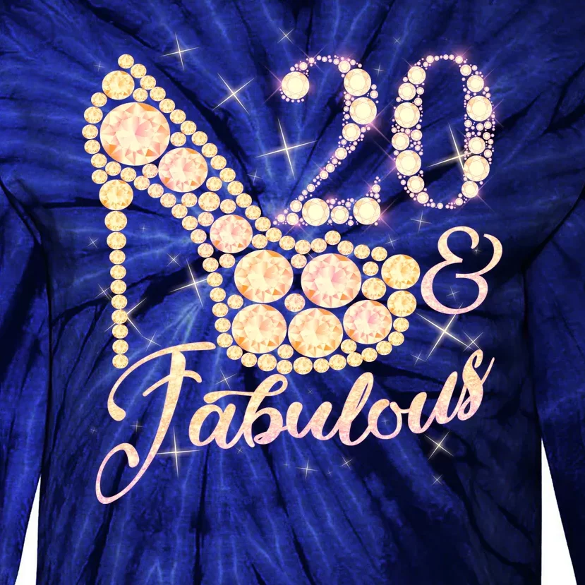 Fabulous & 20 Sparkly Heel 20th Birthday Tie-Dye Long Sleeve Shirt