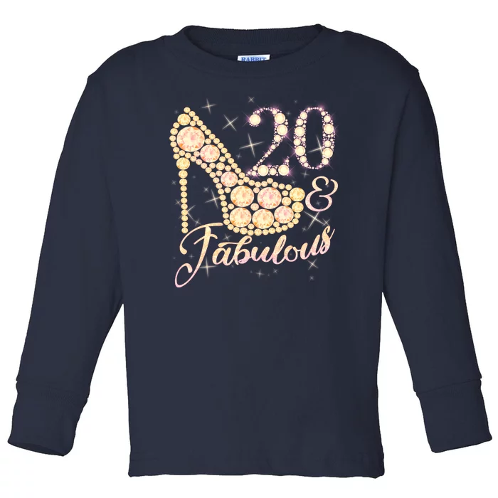 Fabulous & 20 Sparkly Heel 20th Birthday Toddler Long Sleeve Shirt