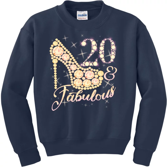 Fabulous & 20 Sparkly Heel 20th Birthday Kids Sweatshirt