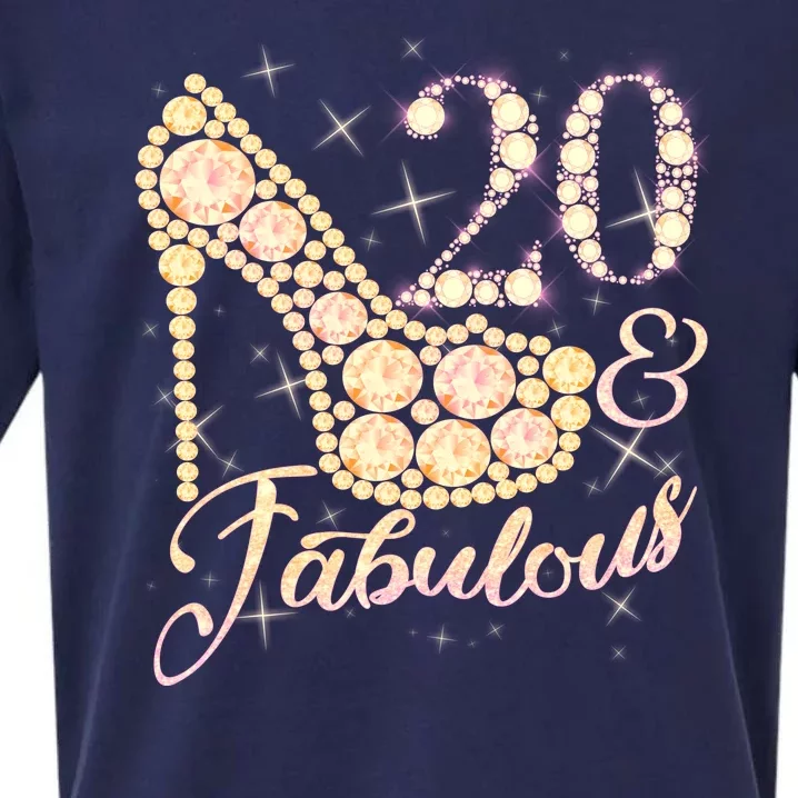 Fabulous & 20 Sparkly Heel 20th Birthday Sueded Cloud Jersey T-Shirt