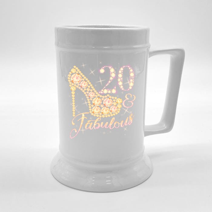 Fabulous & 20 Sparkly Heel 20th Birthday Front & Back Beer Stein