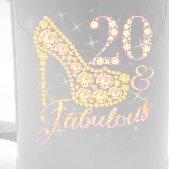 Fabulous & 20 Sparkly Heel 20th Birthday Front & Back Beer Stein