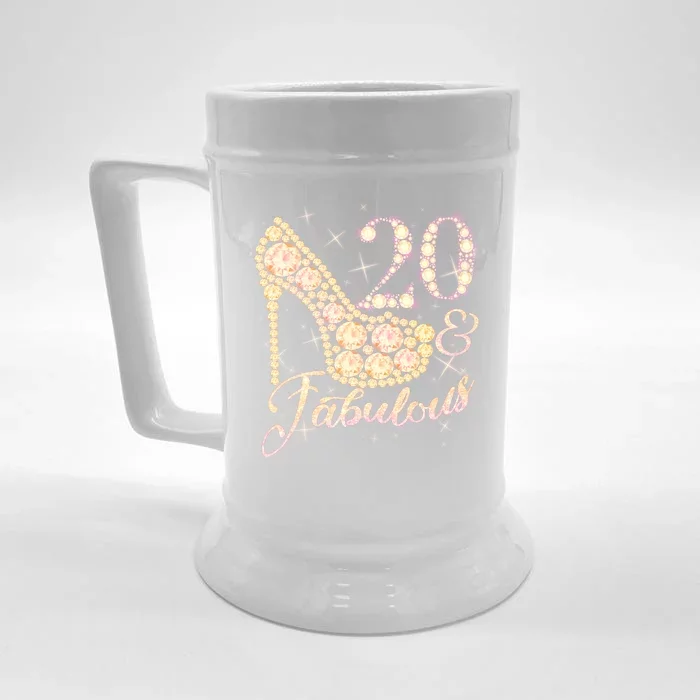 Fabulous & 20 Sparkly Heel 20th Birthday Front & Back Beer Stein