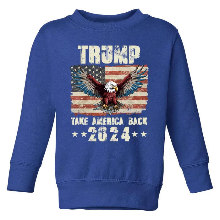 Flag 2024 Trump American Flag Funny Gift Toddler Sweatshirt