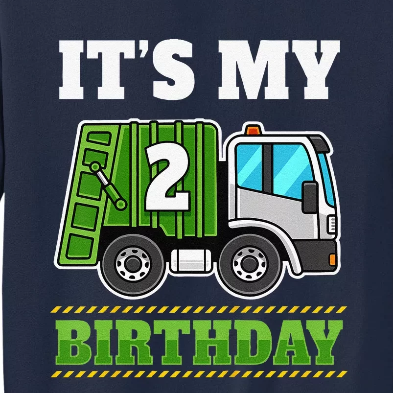 Funny 2 Years Old Garbage Truck 2nd Birthday Party Tall Sweatshirt